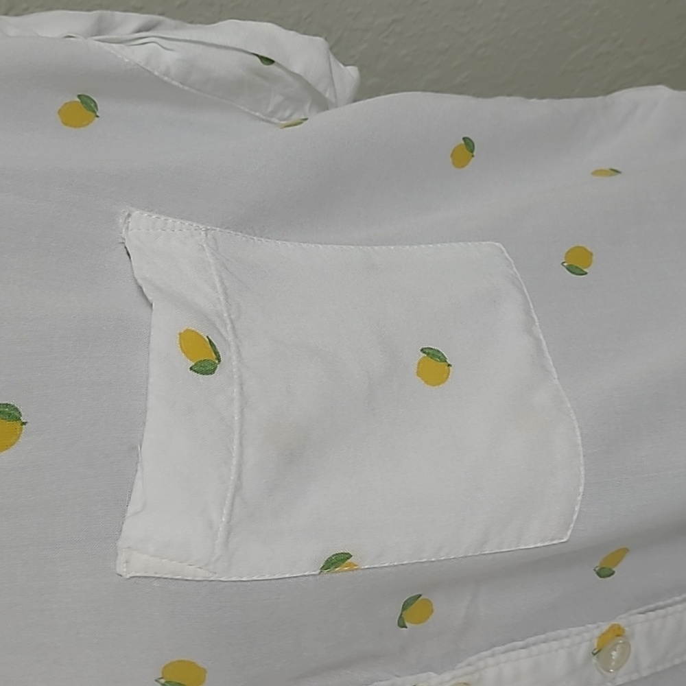 Style & Co. White Lemon Pattern Button-Down Shirt Size Large - Picture 2 of 8